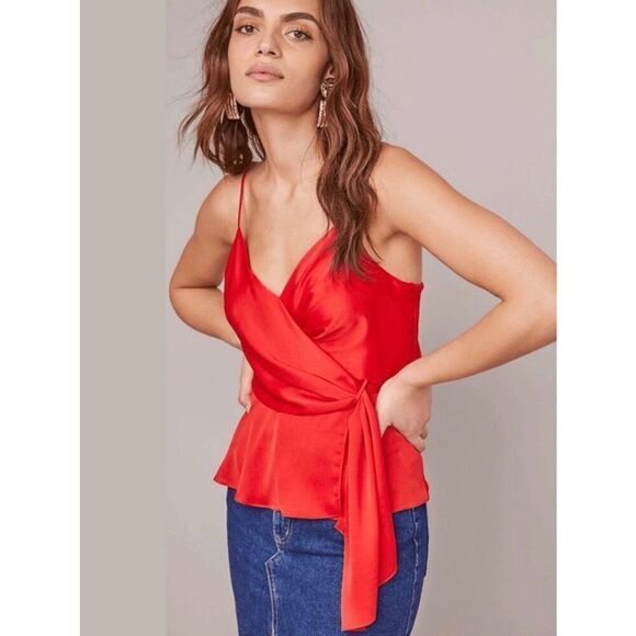 NEW ASTR THE LABEL Women’s XS Silky Nile Peplum Blouse Cami Top - Picture 2 of 9